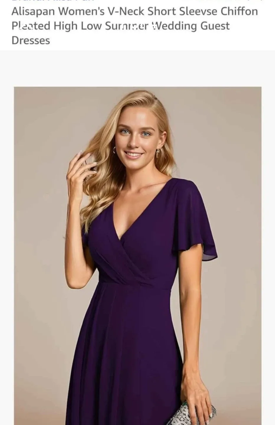 Alisapan Purple Chiffon V-Neck Dress