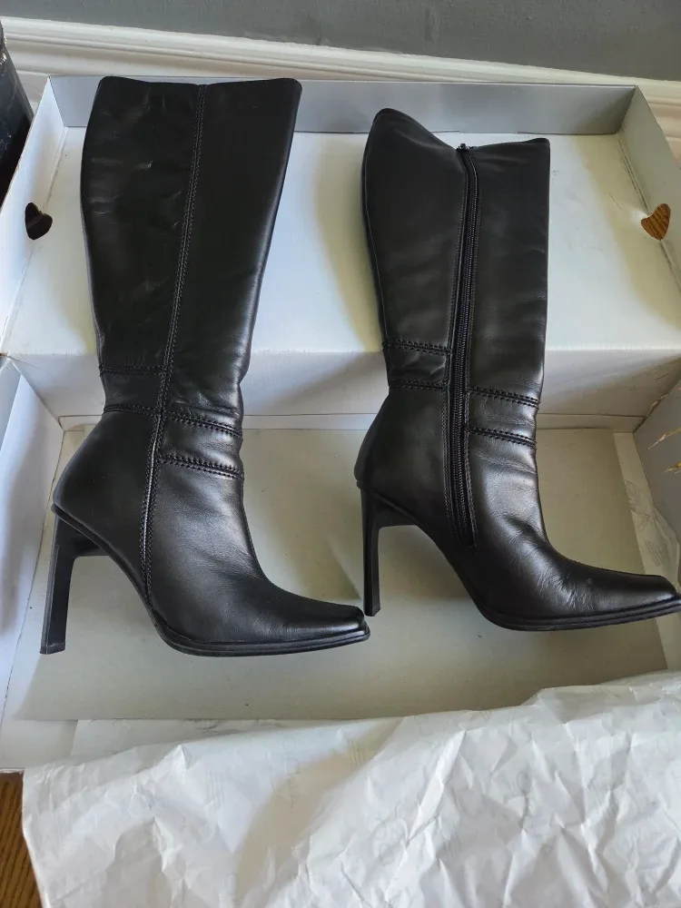 Aldo Black Leather Knee High Boots - Size 6