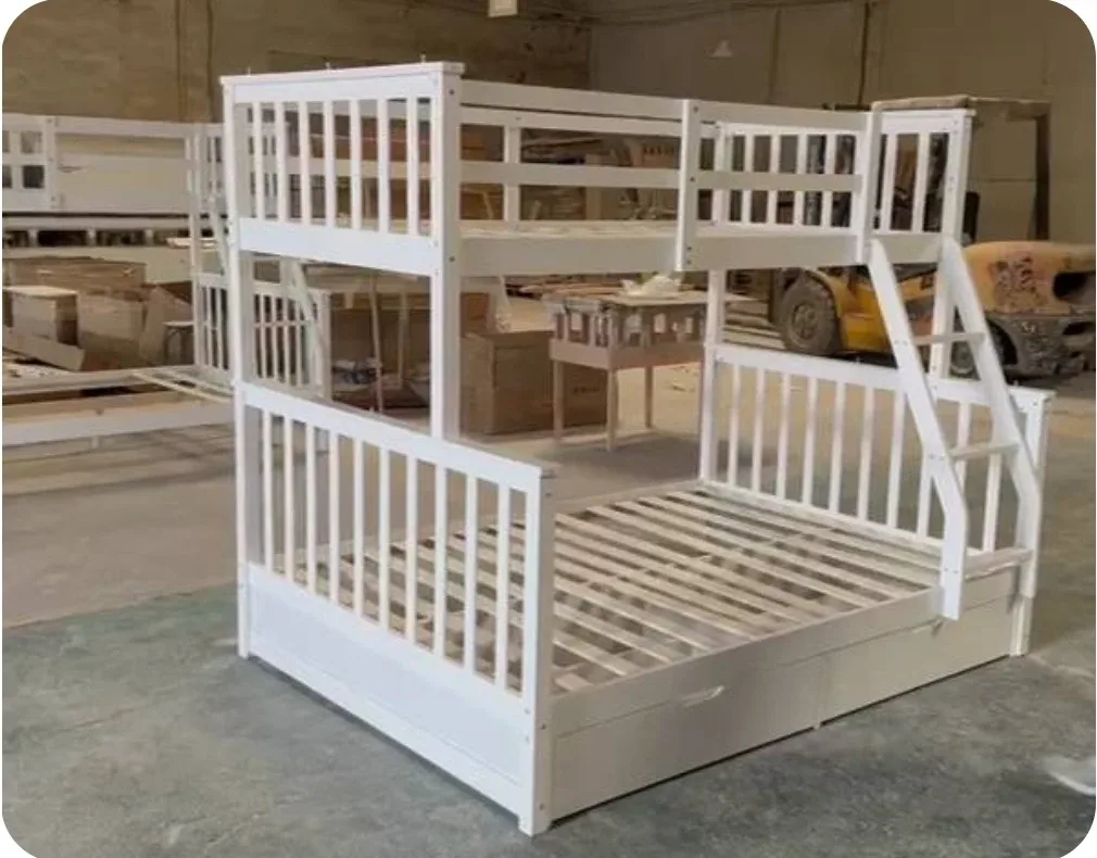 White Triple Bunk Bed Frame