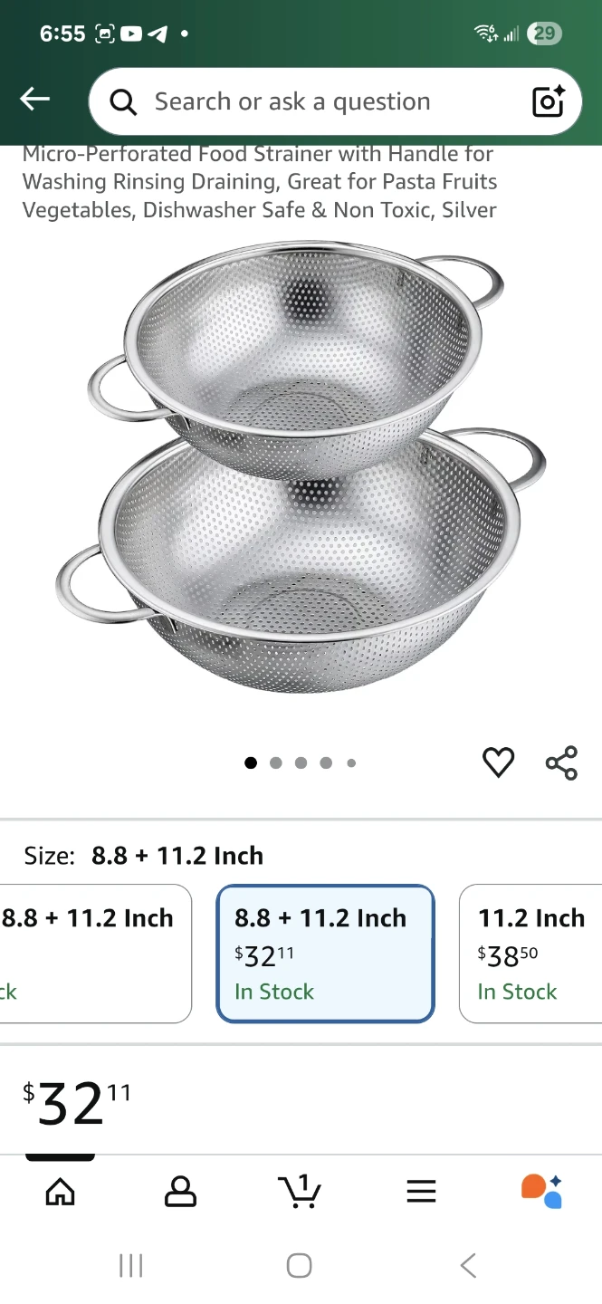P&P Chef Stainless Steel Colander Set (8.8 + 11.2 Inch) - photo 5