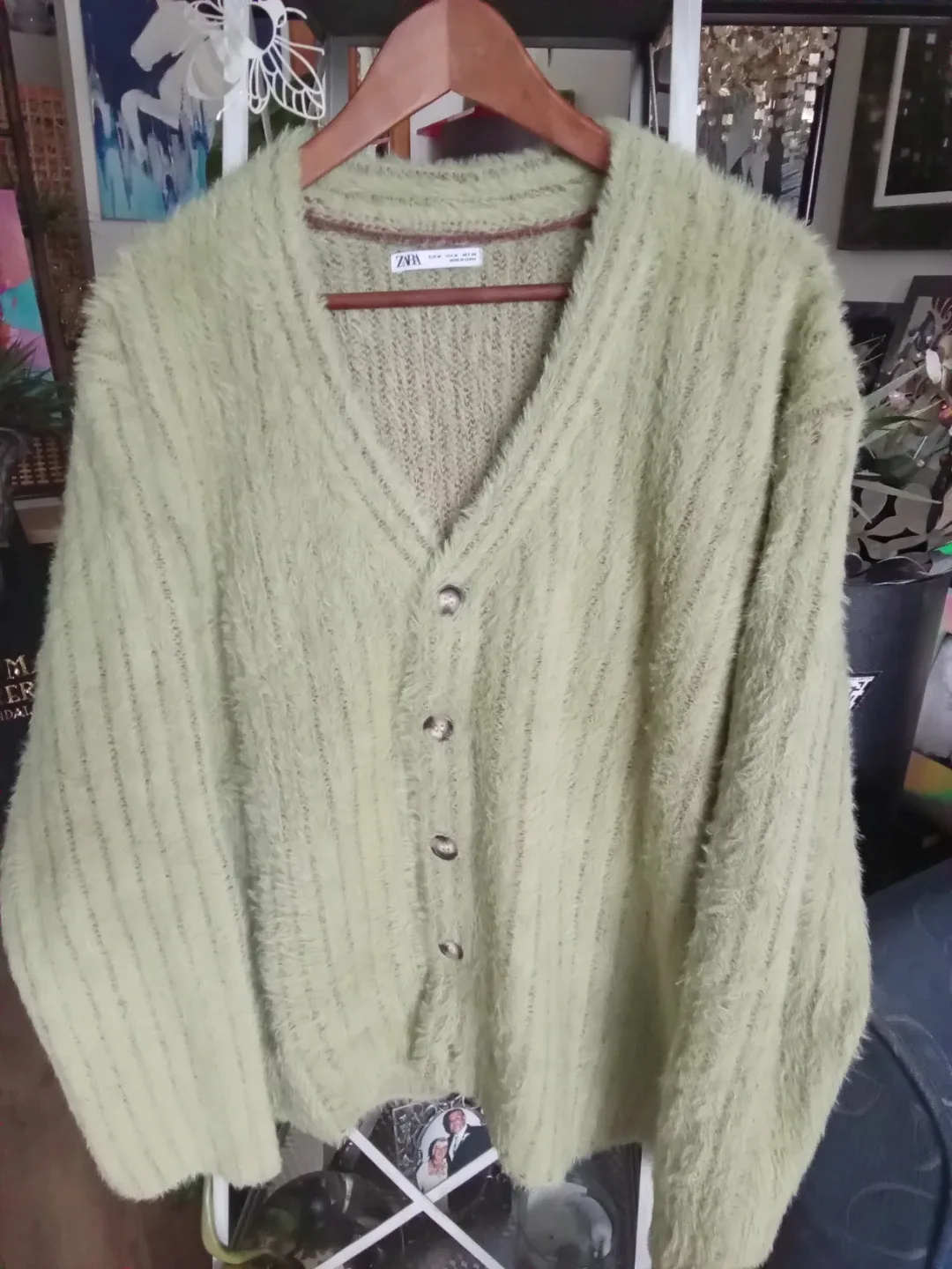 Zara Fuzzy Knit Cardigan - Size M