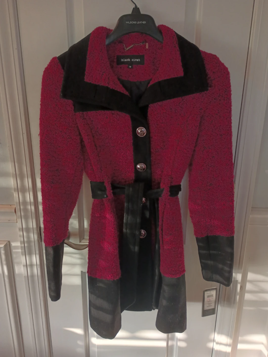 Black Rivet Magenta Wool Blend Coat - Size M
