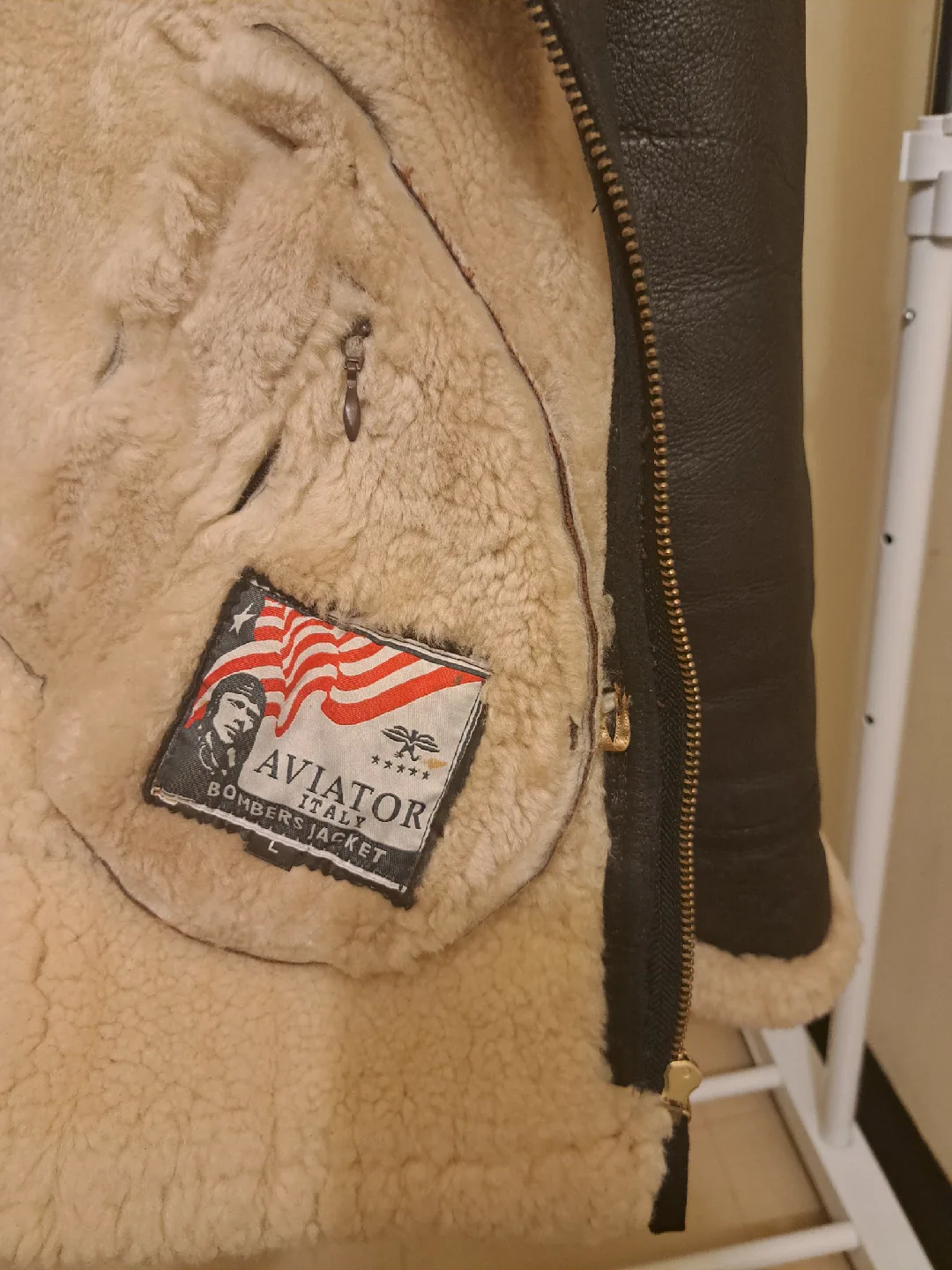 Shearling Leather Bomber Jacket image indicator(9)