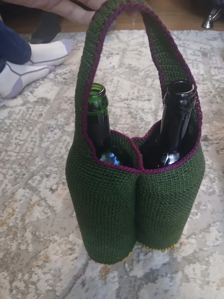 Handmade Crocheted Wine Bottle Carrier