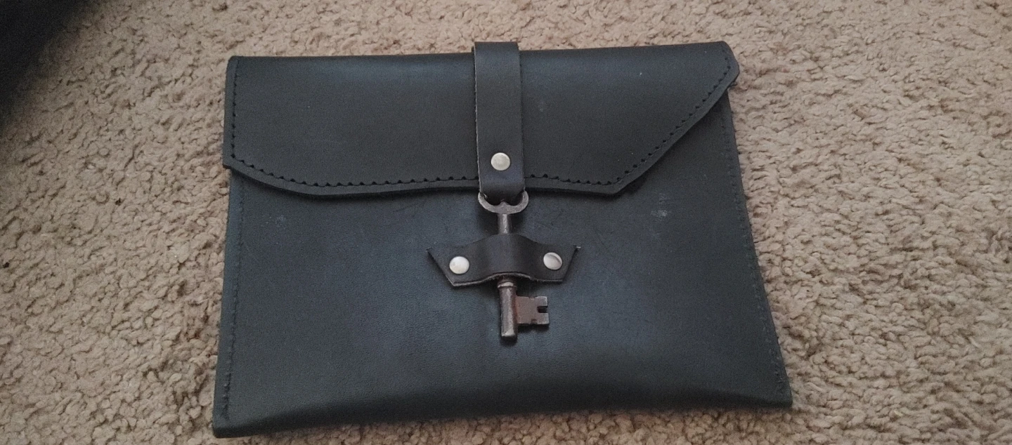 Black Leather Bag with Antique Key closure