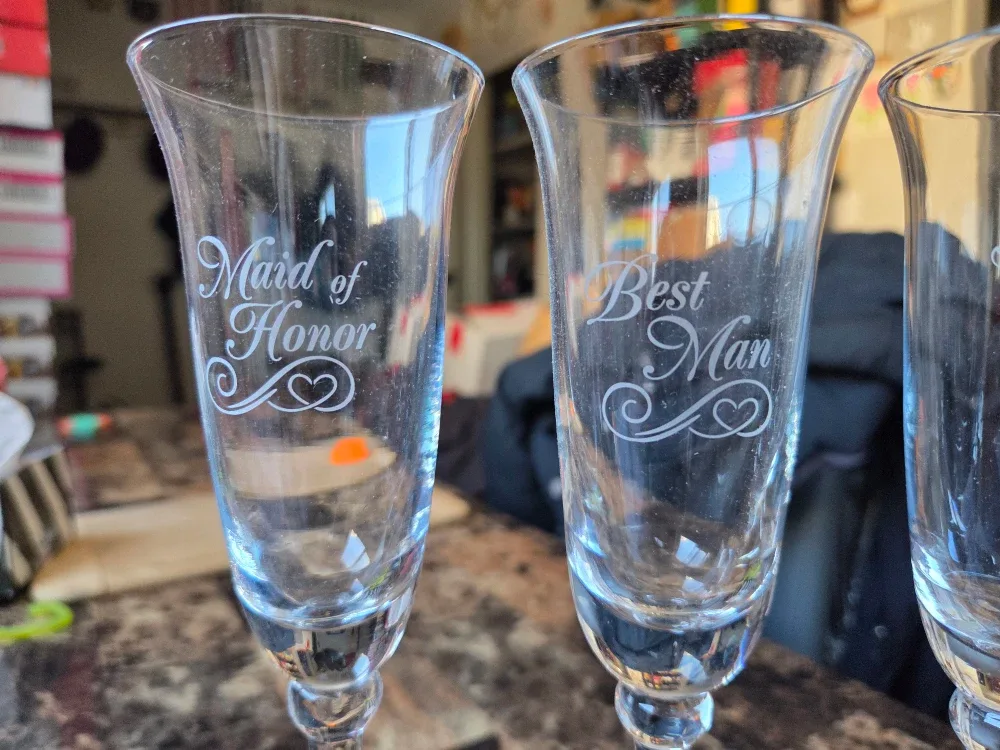 Set of 4 Champagne Flutes, Toasting, Wedding Glasses image indicator(2)