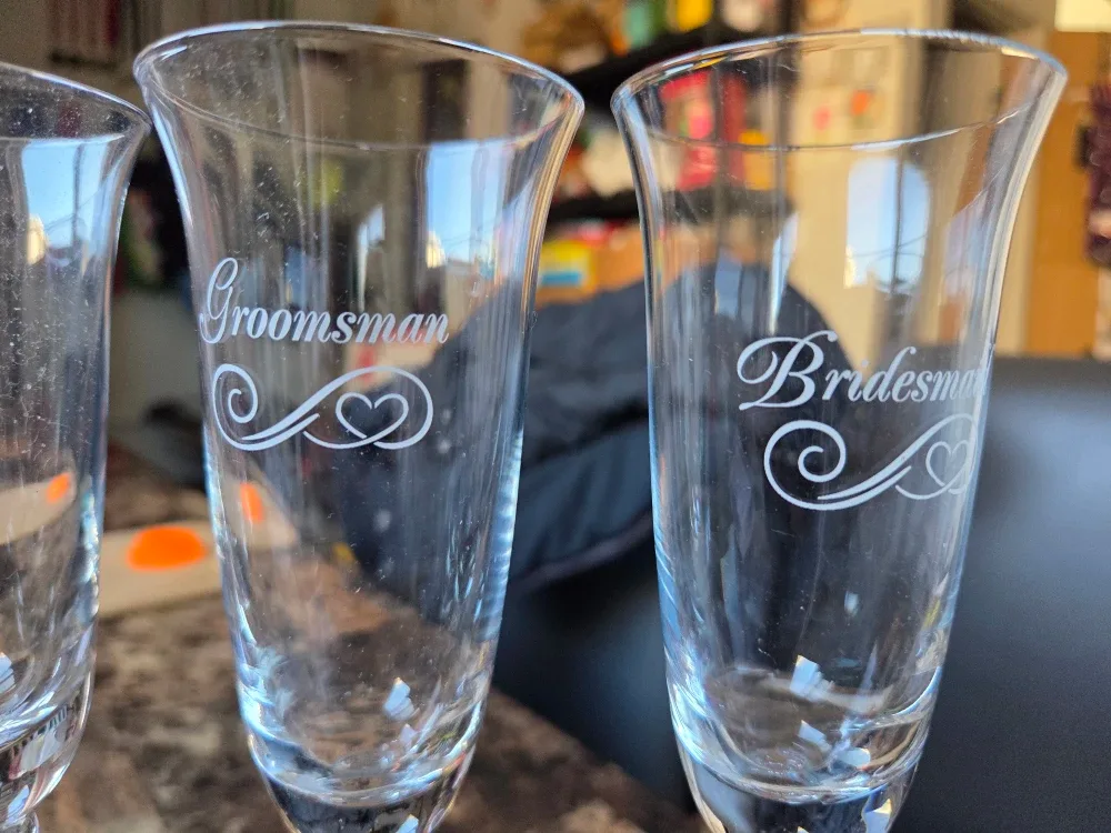 Set of 4 Champagne Flutes, Toasting, Wedding Glasses image indicator(3)