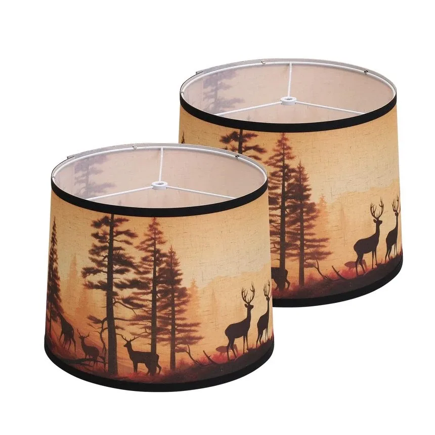 Lodge & Cabin Style Pine Tree and Stag Lampshades