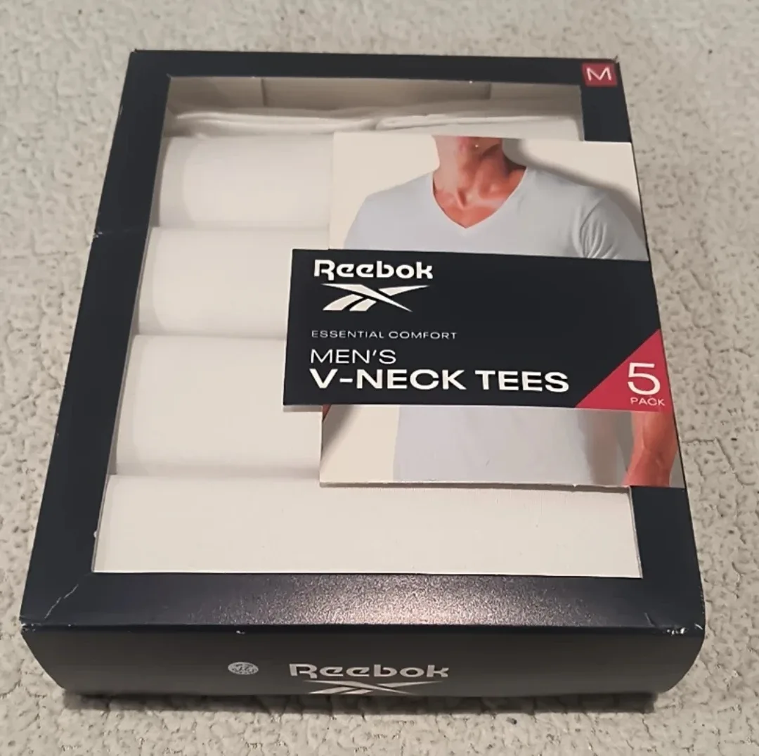 New Reebok Men's V-Neck Tees 5 Pack - Size M image indicator(2)