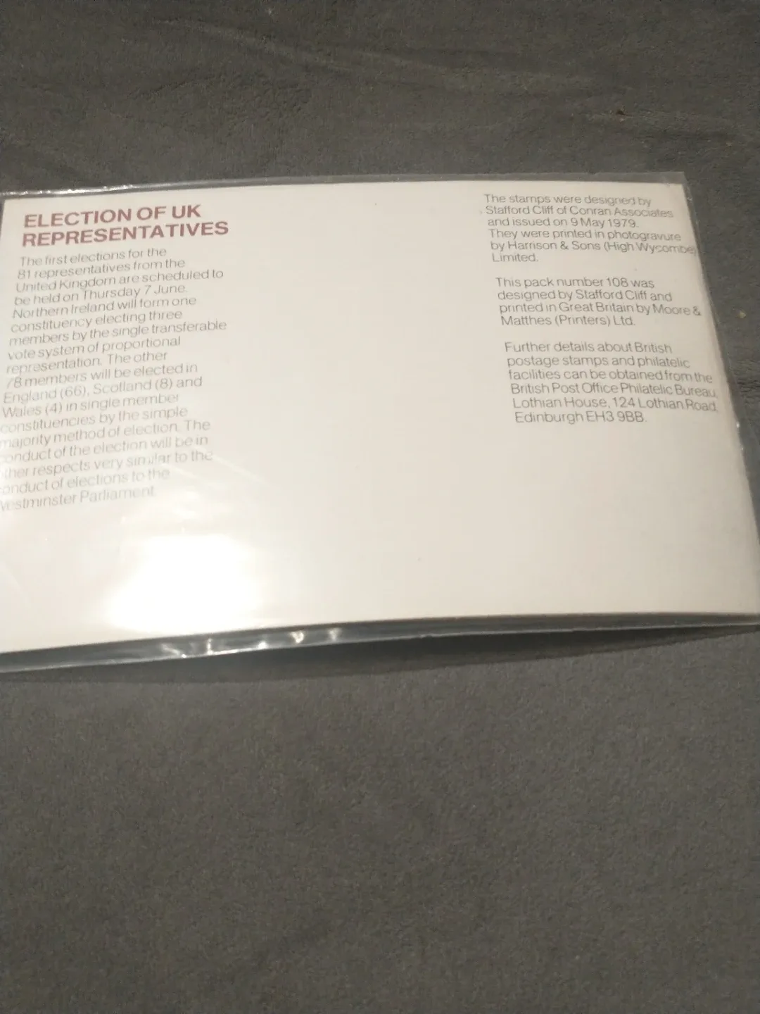 1979 British Post Office Mint Stamps - European Assembly image indicator(5)