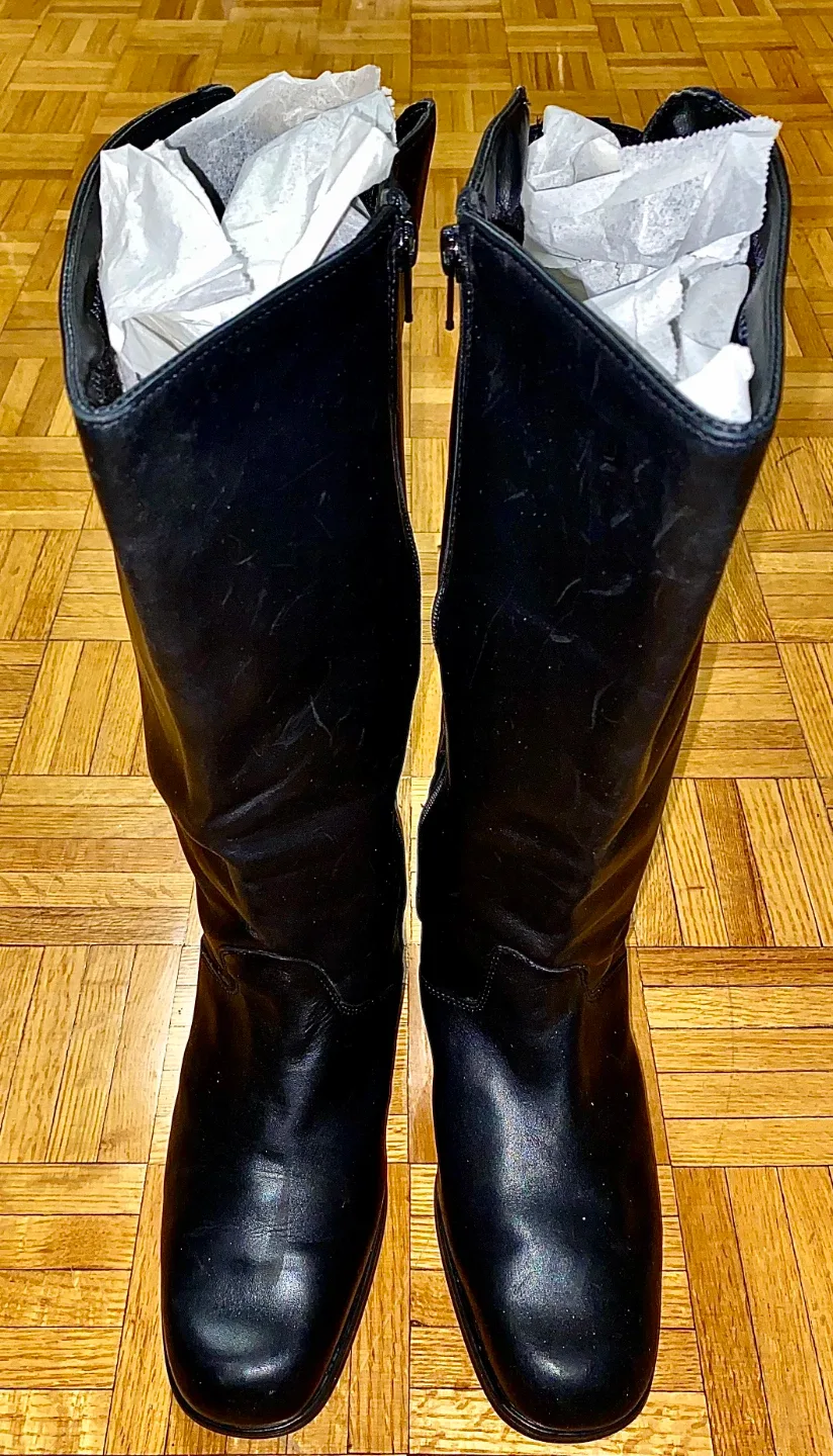 Collège. Vintage High Boot Black Leather. Womens. Size: 13