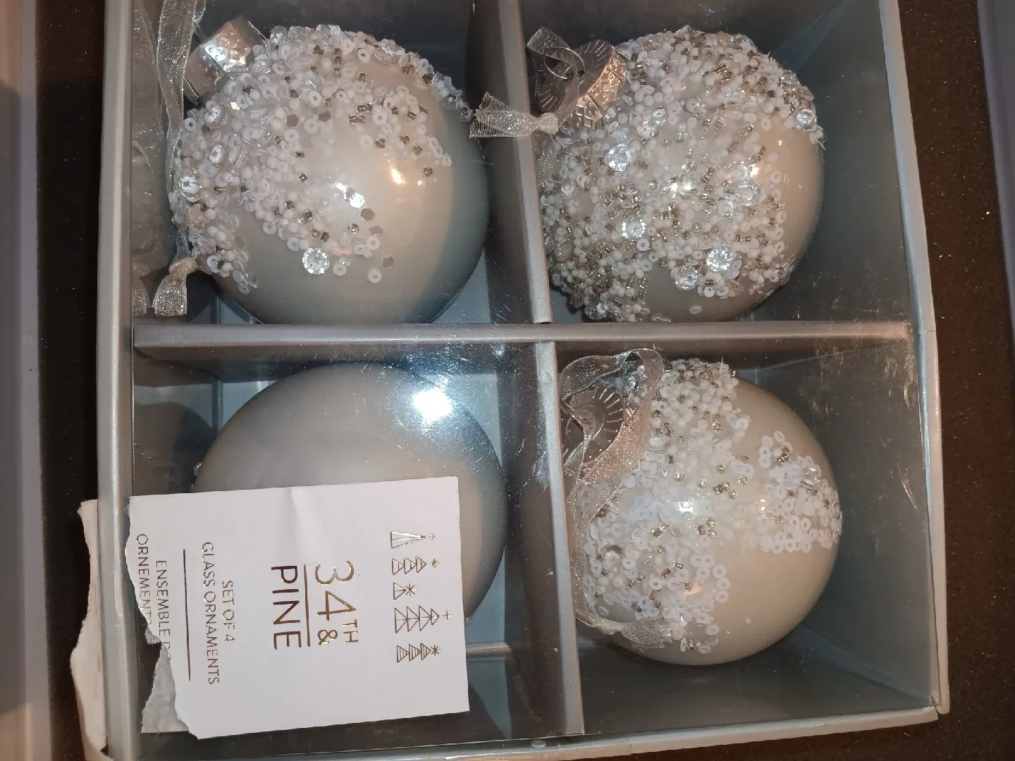 34th & Pine Glass Ornaments - Set of 4