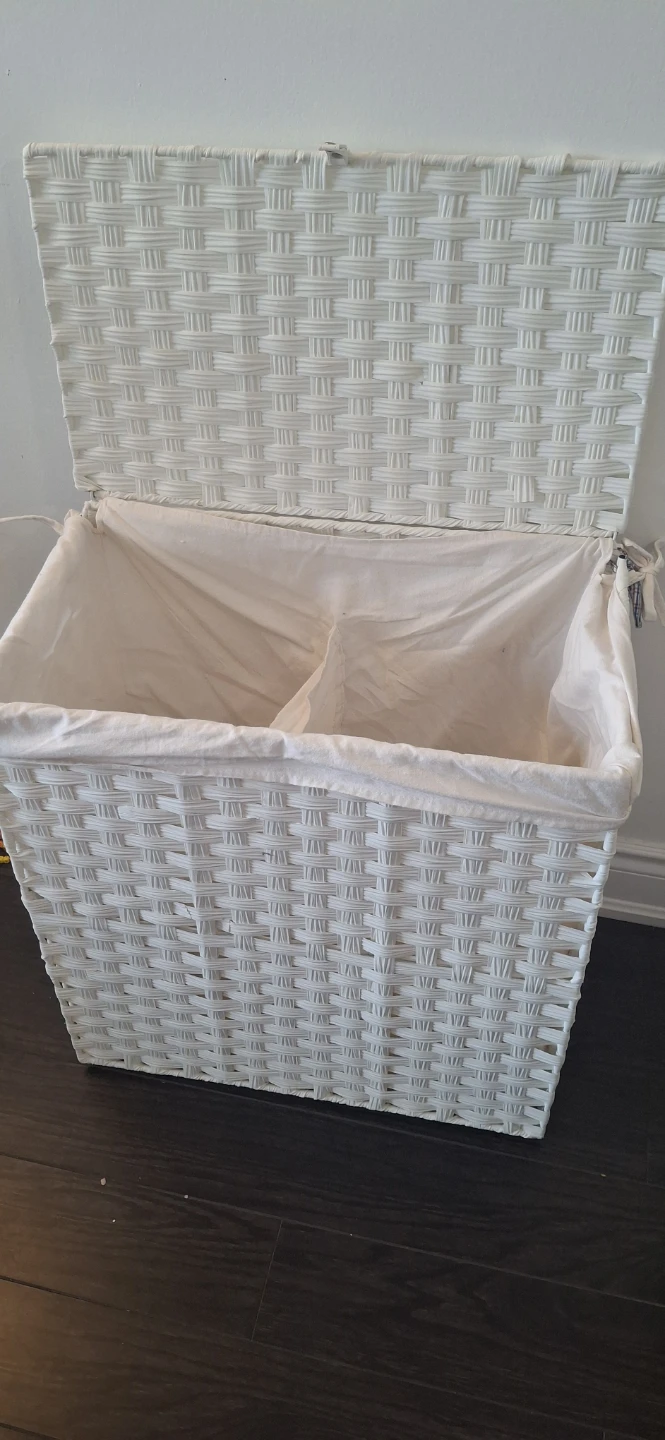 White Wicker Laundry Hamper with Lid - photo 5