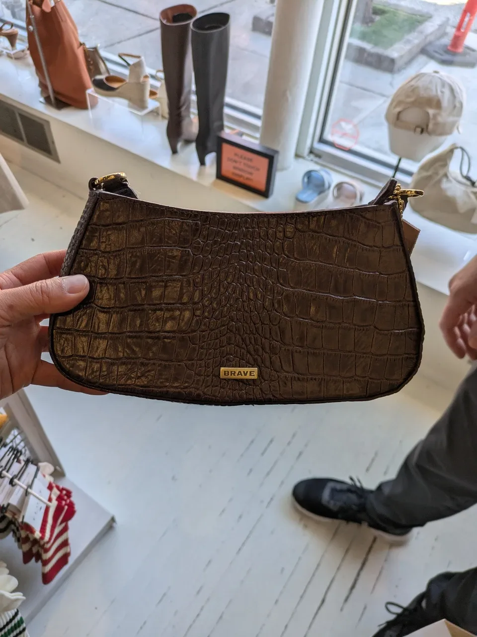 Brave Brown Crocodile Print Handbag