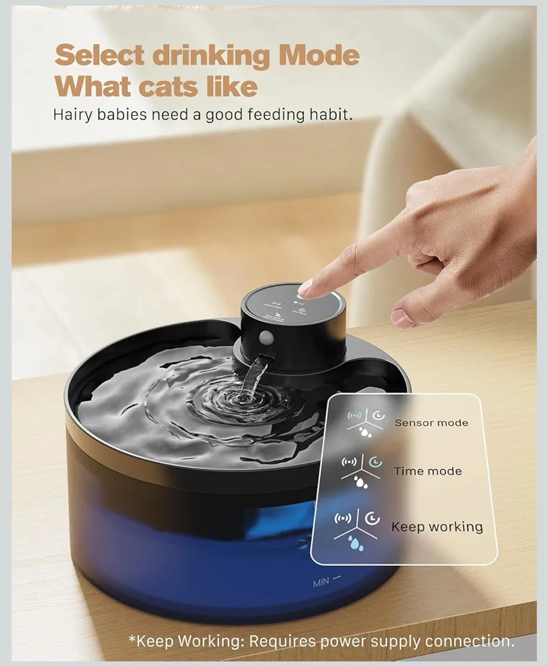 Wireless Cat Water Fountain: Pet Water Fountain Motion - 4200.. - photo 3