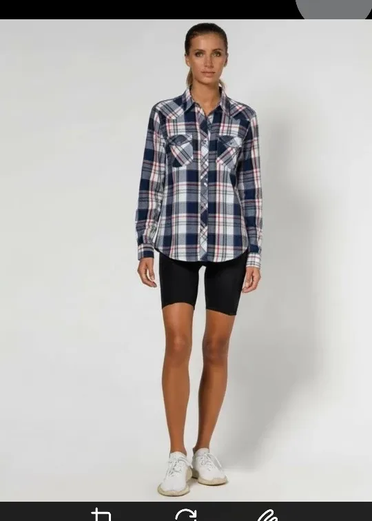 Slim Fit Plaid Shirt - Youth size M (fits women S) image indicator(3)