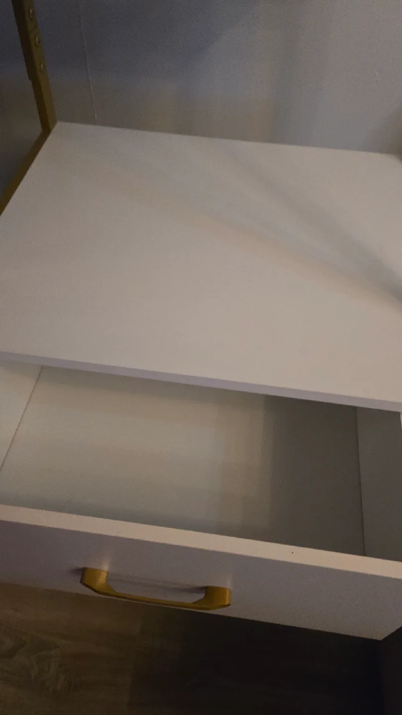 White & Gold Ladder Shelf with Drawers image indicator(4)