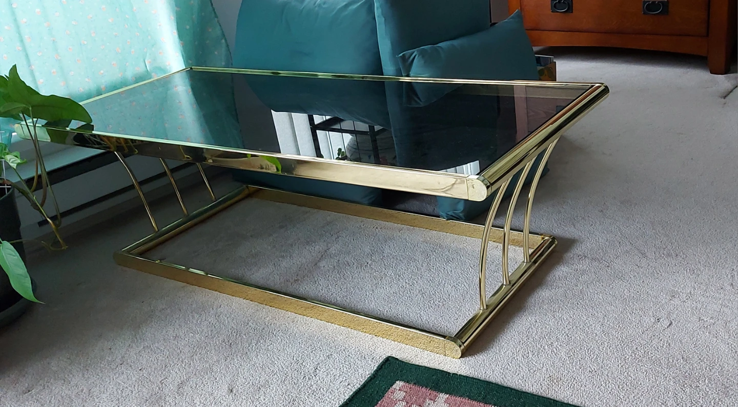 Gold & Glass Coffee Table - photo 2