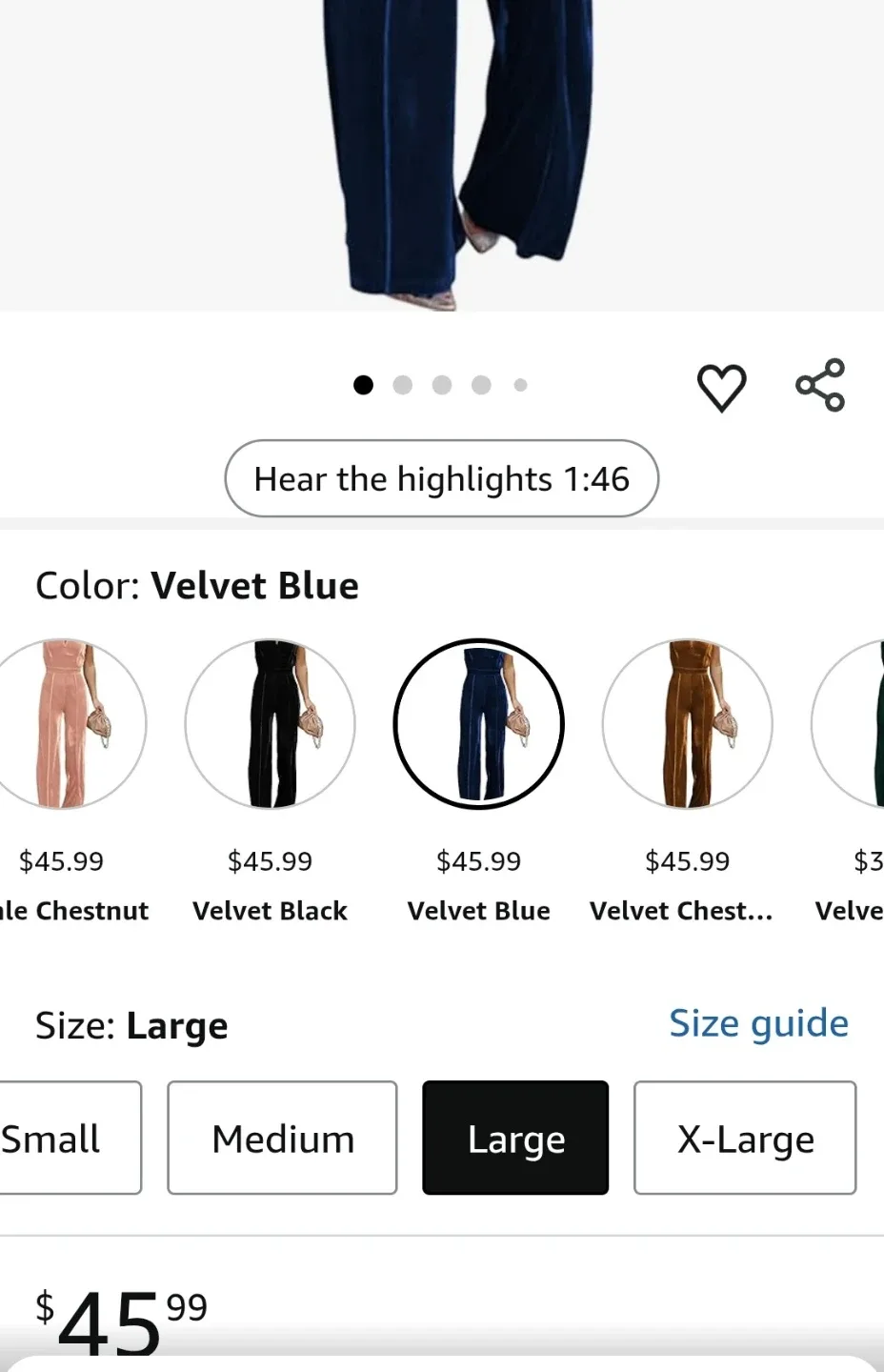 Velvet Blue Jumpsuit - Size Large image indicator(5)