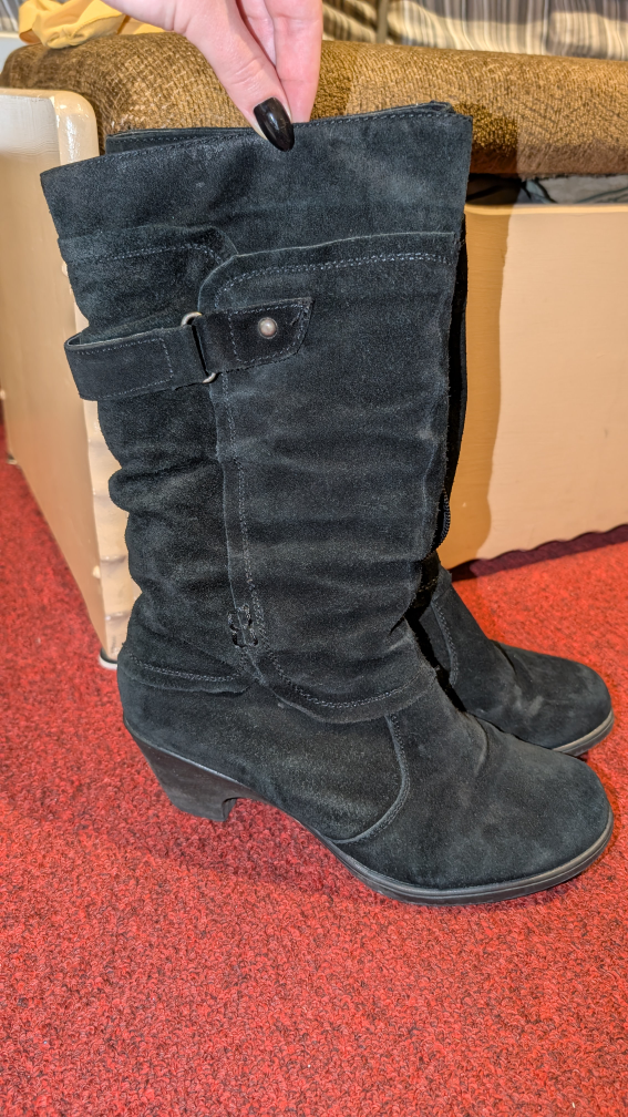 Black Suede Boots, Size 7