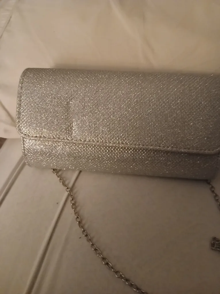 Silver Evening Clutch with Chain Strap/rings/earrings image indicator(4)