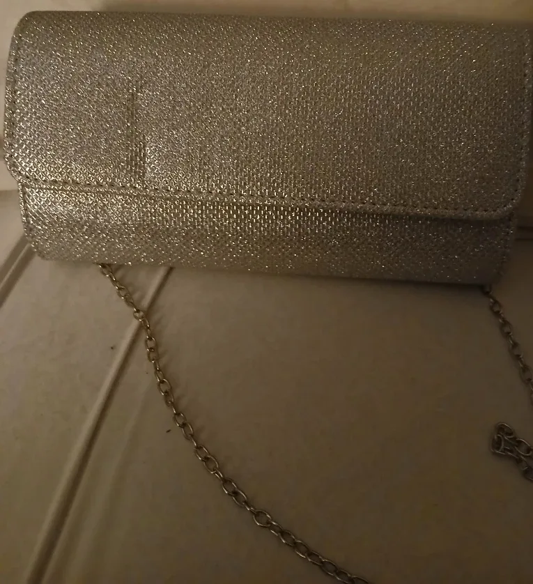 Silver Evening Clutch with Chain Strap/rings/earrings image indicator(6)