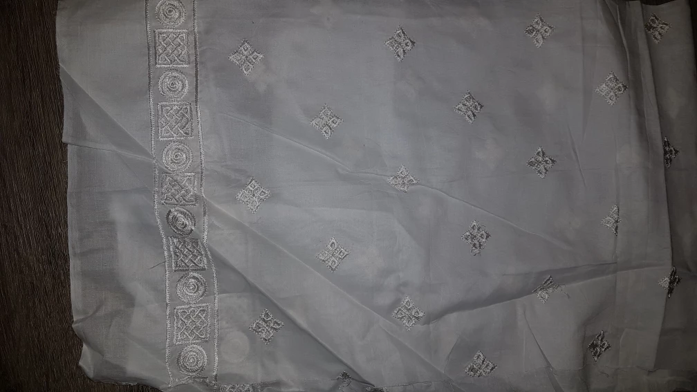 White Embroidered Fabric - photo 4
