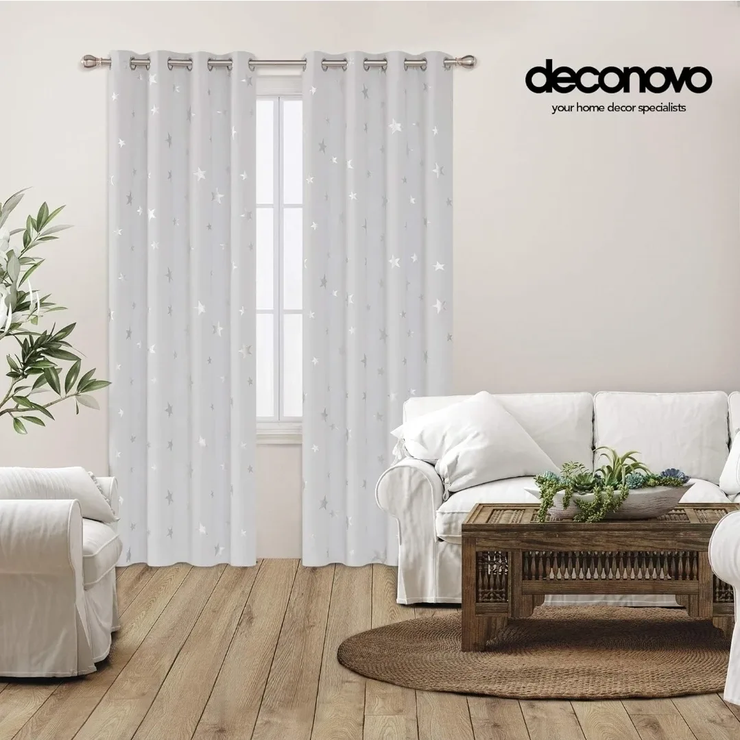 Silver Foil Star Print Room Darkening Curtains - NEW image indicator(3)
