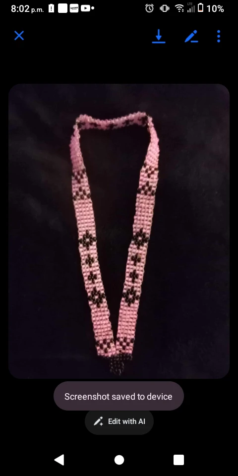 Pink Beaded Lanyard with Black Accents