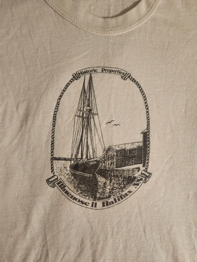 70s Cream vintage graphic tee with ship design image indicator(3)
