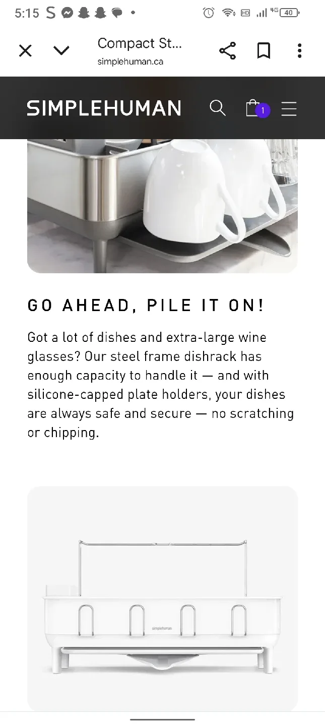 Simplehuman Standard Dish Rack image indicator(9)