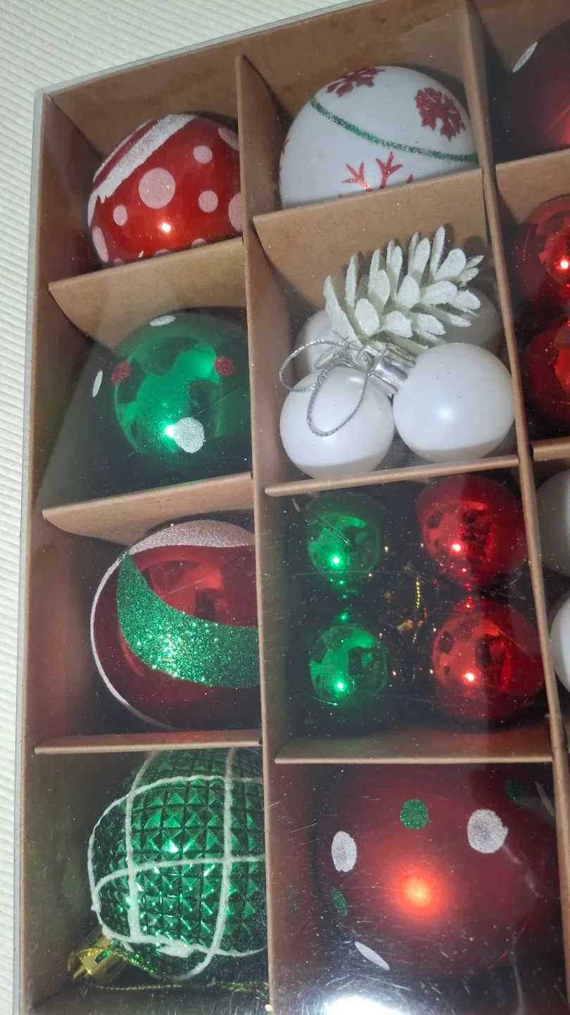 16 pc Christmas Ornament Set - Red, Green, White image indicator(3)