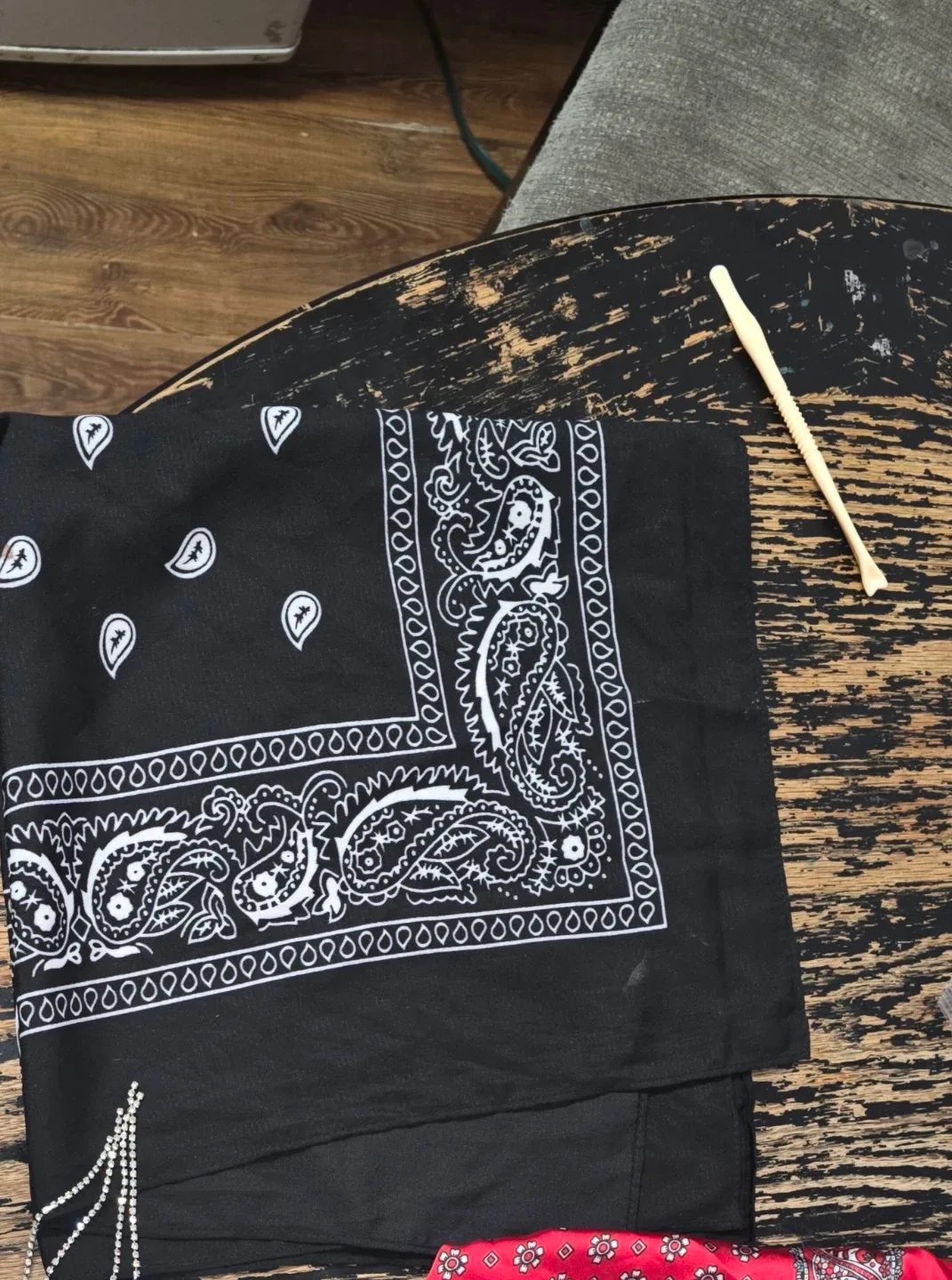 Black Bandana with White Paisley Design thumbnail