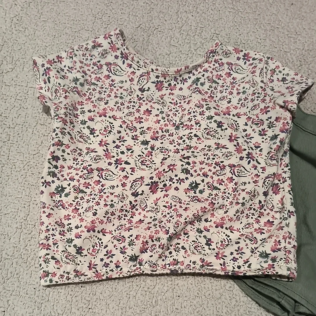 Girls' Floral Top & Green Skort Set image indicator(2)