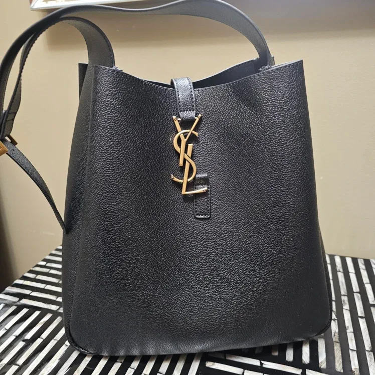 Saint Laurent Black Leather Bucket Bag