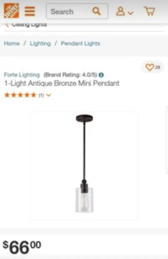 New Forte Lighting Antique Bronze Mini Pendant Light