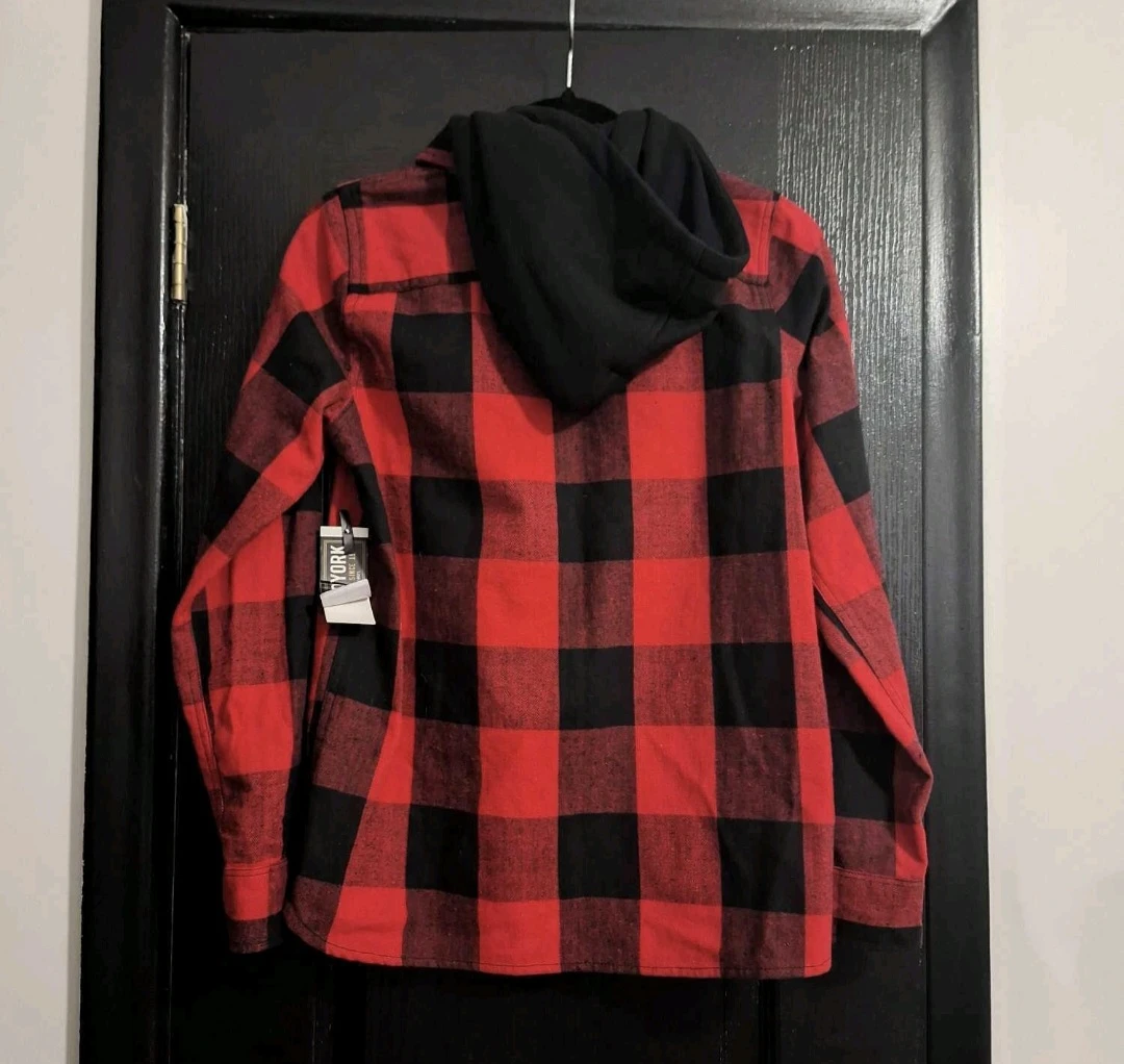 Zoo York Youth Flannel Hoodie - Red & Black, Size L (14) - photo 2
