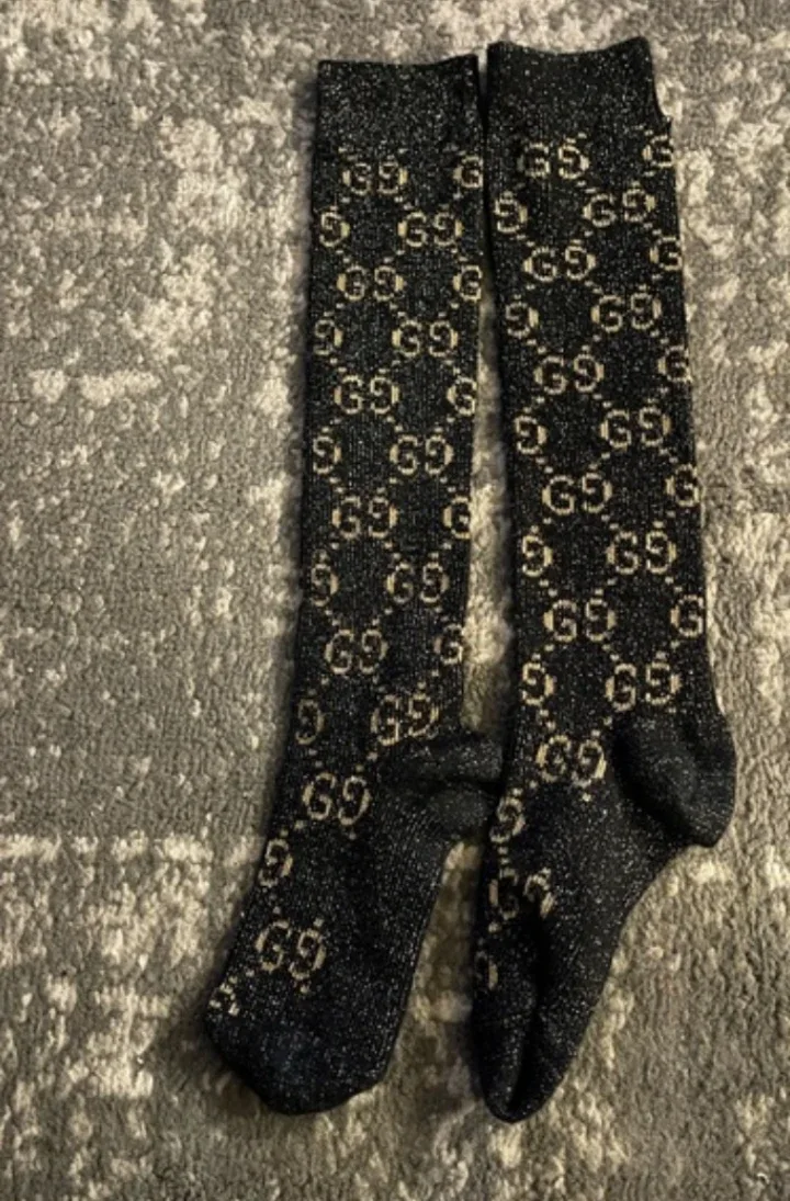 Gucci Monogram black & gold socks