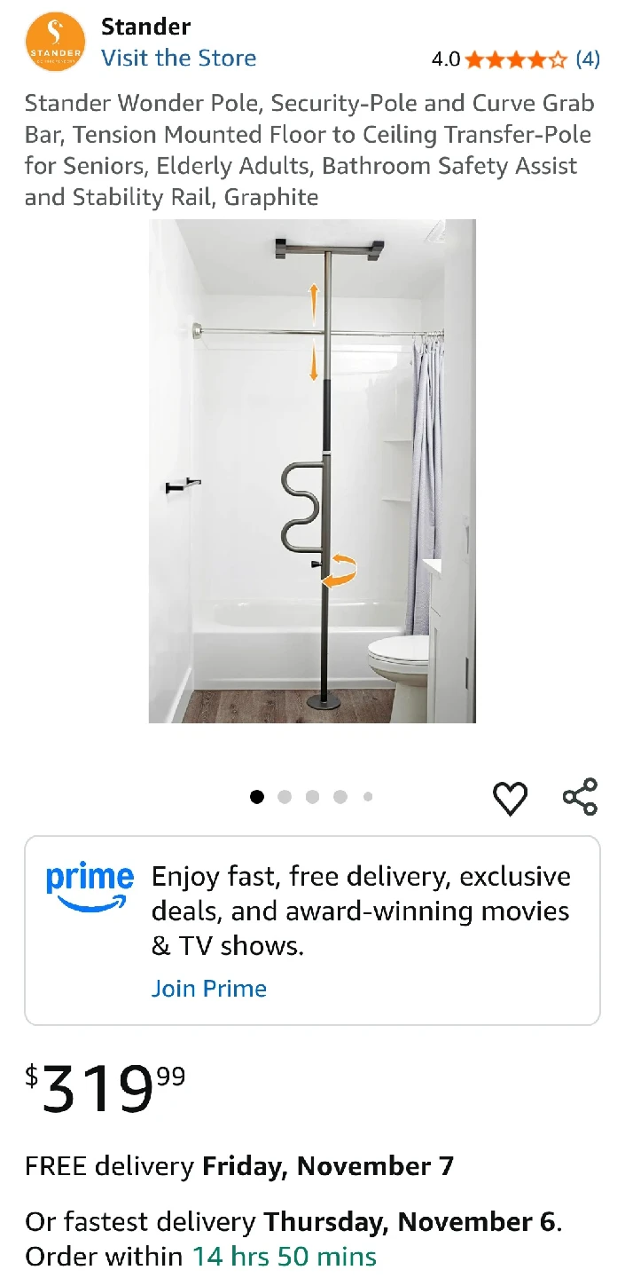 Stander Wonder Pole  Adjustable Support Rail- Elderly / Disabled - photo 3