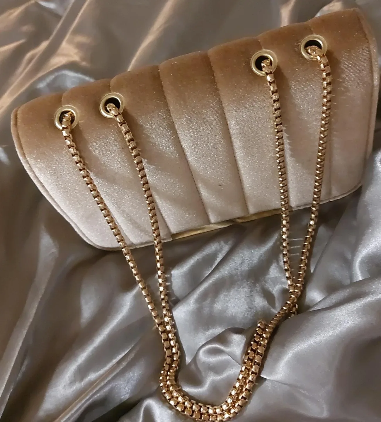 *New* Gold Velvet Shoulder Bag thumbnail