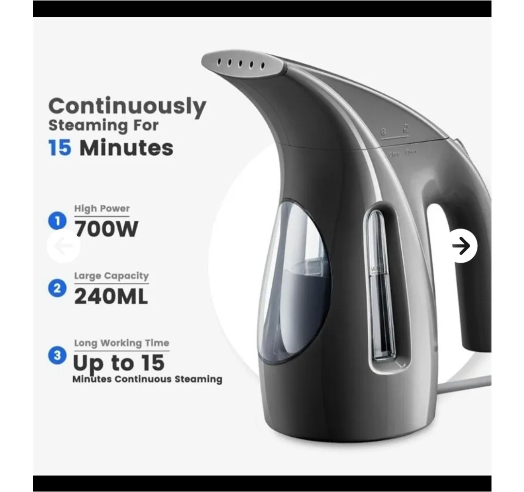 New HiLIFE 700W Steamer for Clothes - Black image indicator(2)