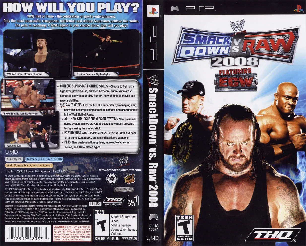 WWE SmackDown vs. Raw 2008 PSP Game artwork