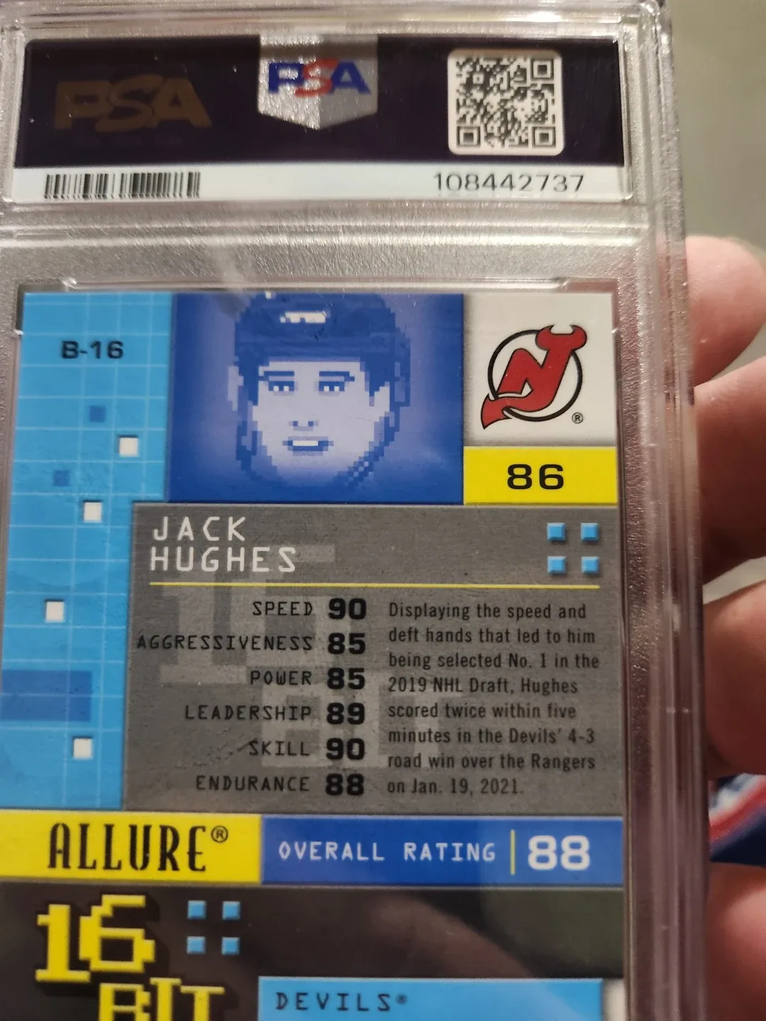 Jack Hughes 2021 Upper Deck Allure 16-Bit Hockey Card image indicator(2)