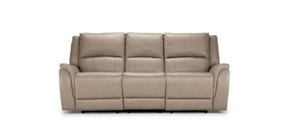 3-Seat Beige Leather Power Reclining Sofa - photo 4