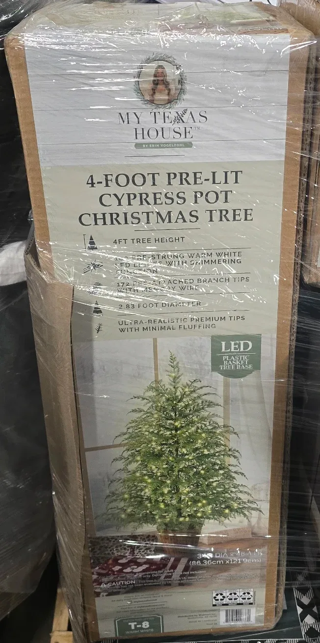 4-Foot Pre-Lit Cypress Christmas Tree