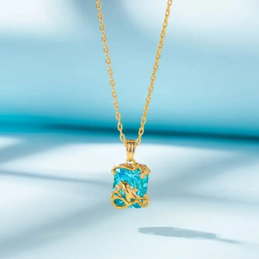 Gold Plated S925 Italian silver Dolphin Pendant Necklace image indicator(4)