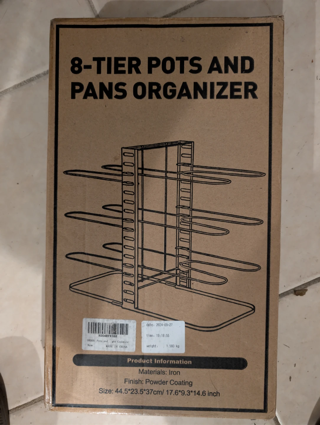 ORDORA 8-Tier Pots and Pans Organizer - New in Box