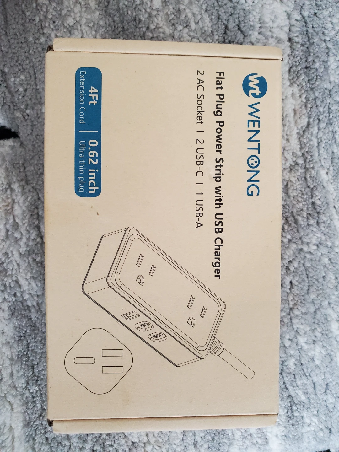 New Wentong Flat Plug Power Strip with USB Charger