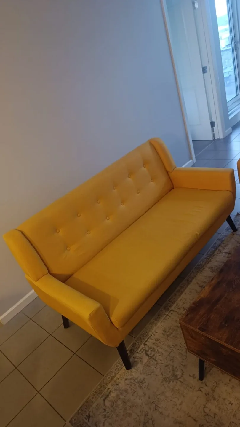 Yellow Tufted Sofa 3 piece living room set image indicator(3)