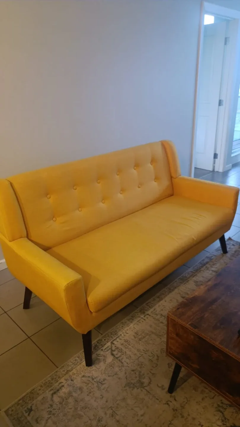 Yellow Tufted Sofa 3 piece living room set image indicator(4)